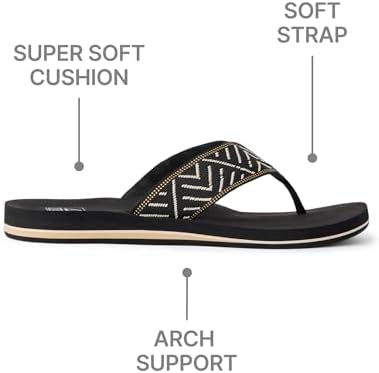 REEF Women's Sandals Spring Woven Flip Flops BlackCream