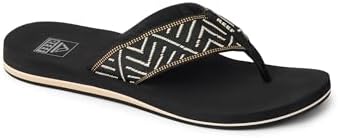 REEF Women's Sandals Spring Woven Flip Flops BlackCream