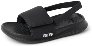 REEF Boys Sandals, ToddlerLittle Kid Salty Slide, BlackWhite, 9