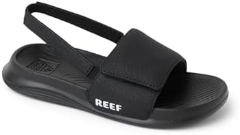 REEF Boys Sandals, ToddlerLittle Kid Salty Slide, BlackWhite, 9