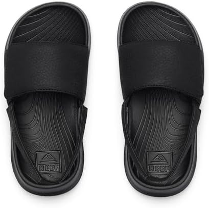 REEF Boys Sandals, ToddlerLittle Kid Salty Slide, BlackWhite, 9