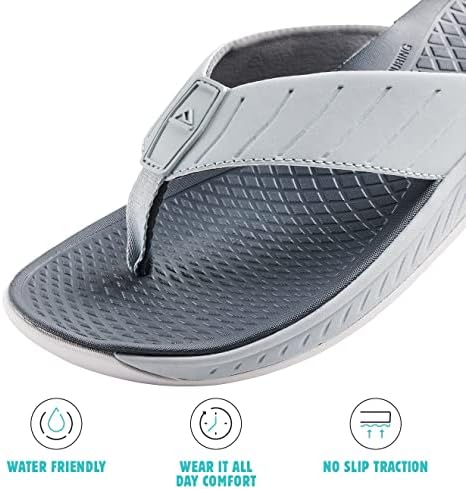 REEF Men's Deckhand Water Friendly Flip Flops Grey