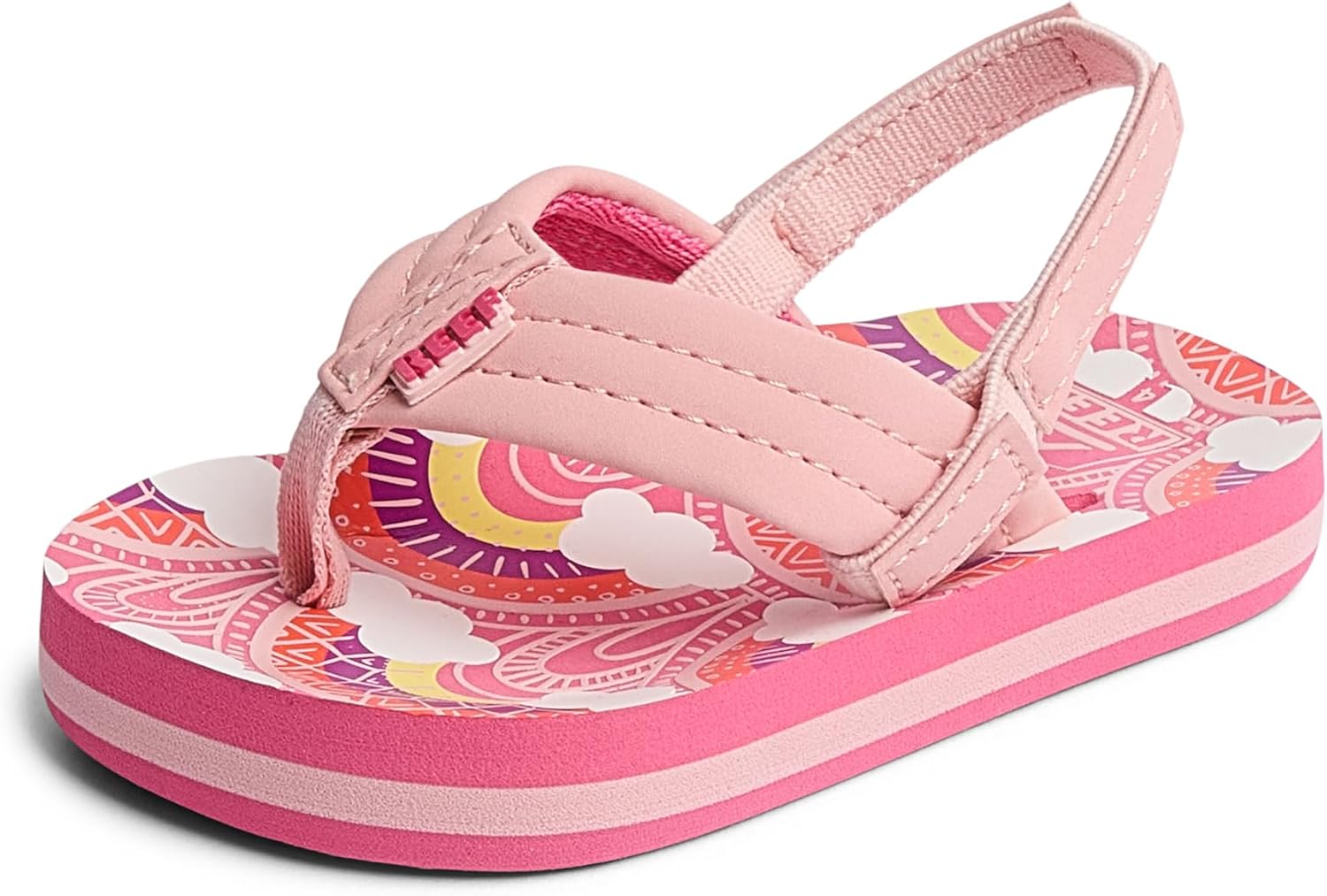 REEF Girls ToddlerLittle Kid Ahi Beach Flip Flop, Soft Cushion Footbed, Water Friendly Rainbows and Clouds