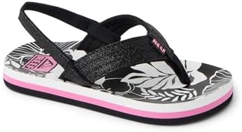 REEF Girls ToddlerLittle Kid Ahi Beach Flip Flop, Soft Cushion Footbed, Water Friendly PinkBlack Floral
