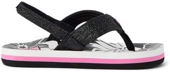 REEF Girls ToddlerLittle Kid Ahi Beach Flip Flop, Soft Cushion Footbed, Water Friendly PinkBlack Floral