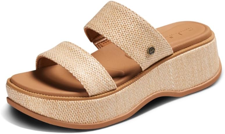 REEF Women's Lofty Lux Hi Slides Tan Raffia