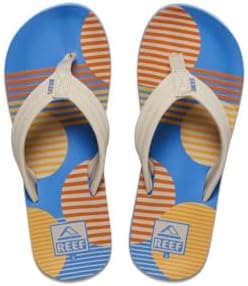 REEF Boys Kids Ahi Beach Flip Flop, Soft Cushion Footbed, Water Friendly Vintage Circle Stripe