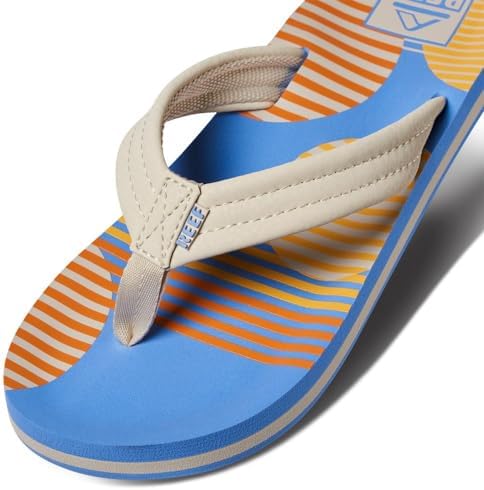 REEF Boys Kids Ahi Beach Flip Flop, Soft Cushion Footbed, Water Friendly Vintage Circle Stripe