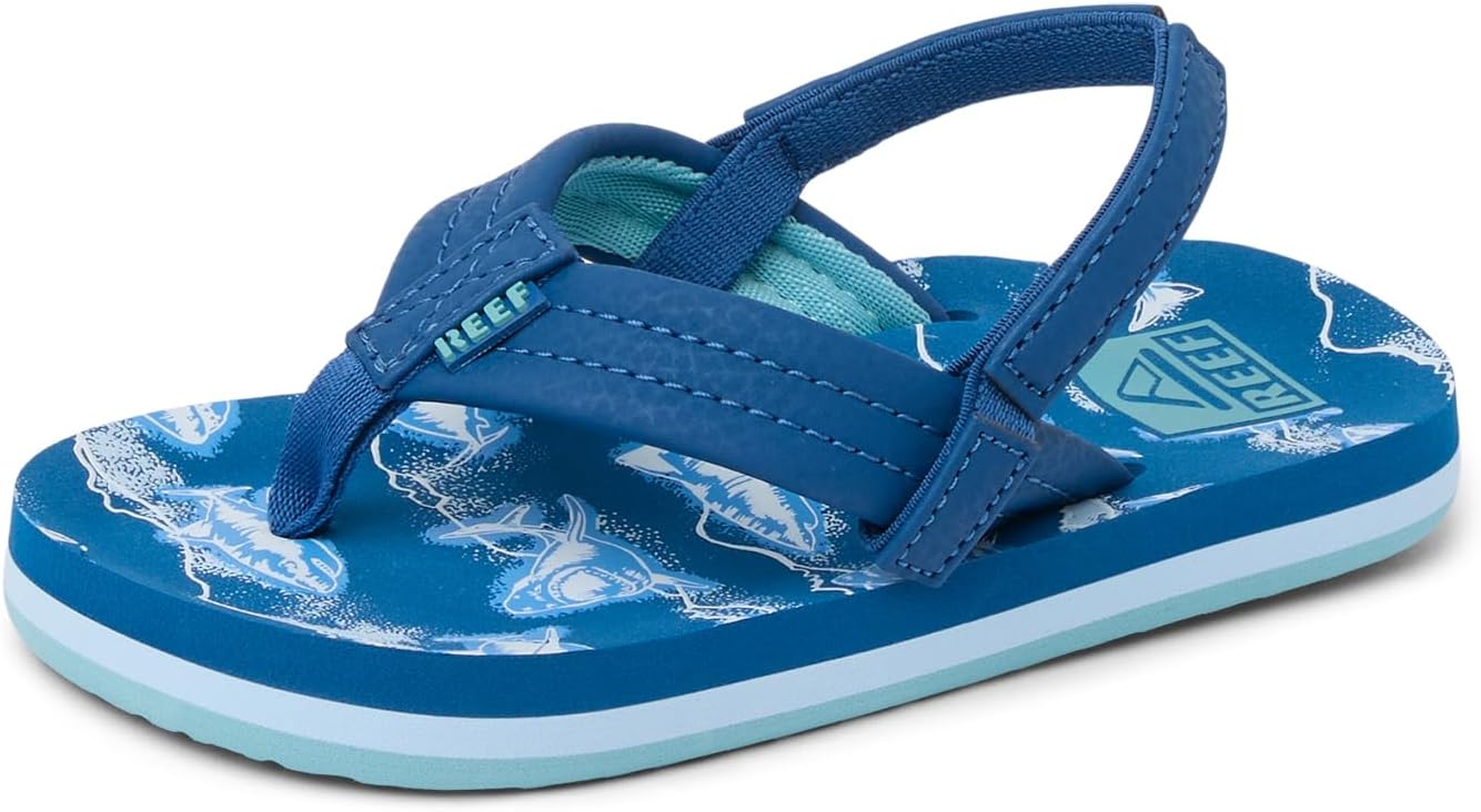 REEF Boys ToddlerLittle Kid Ahi Beach Flip Flop, Soft Cushion Footbed, Water Friendly Royal Sharks