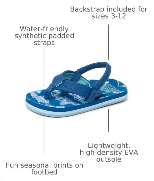 REEF Boys ToddlerLittle Kid Ahi Beach Flip Flop, Soft Cushion Footbed, Water Friendly Royal Sharks