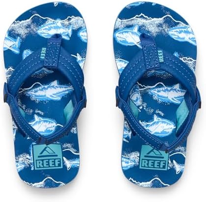 REEF Boys ToddlerLittle Kid Ahi Beach Flip Flop, Soft Cushion Footbed, Water Friendly Royal Sharks