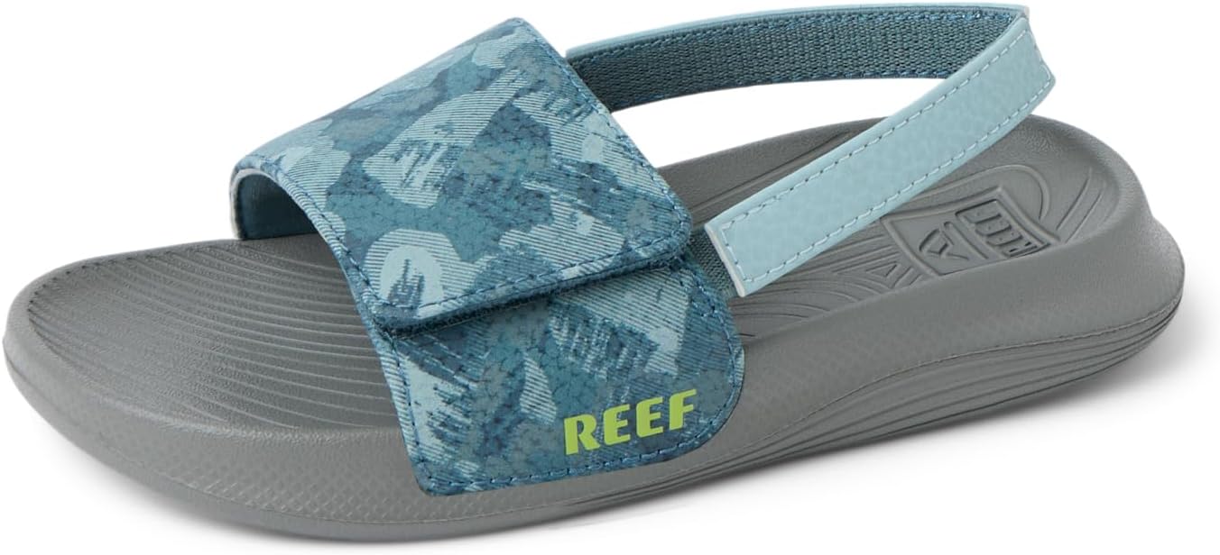 REEF Boys' ToddlerLittle Kid Salty Slide Painted BlueGrey