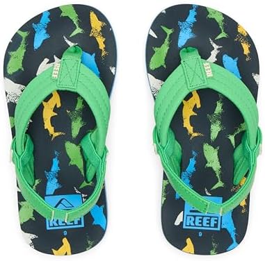 REEF Boys ToddlerLittle Kid Ahi Beach Flip Flop, Soft Cushion Footbed, Water Friendly Multi Shark