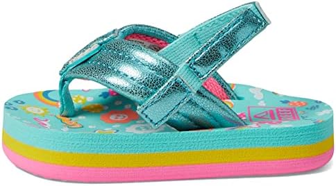 REEF Girls ToddlerLittle Kid Ahi Beach Flip Flop, Soft Cushion Footbed, Water Friendly Love Rainbow