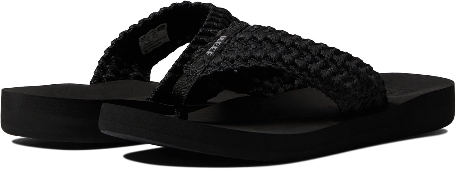 REEF Women's Sandals Spring Woven Flip Flops Black