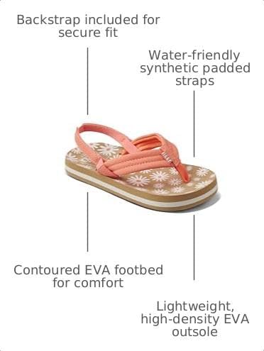 REEF Girls ToddlerLittle Kid Ahi Beach Flip Flop, Soft Cushion Footbed, Water Friendly Daisy