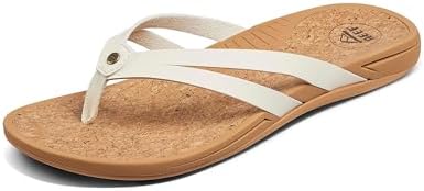 REEF Pacific Joy Women's Flip Flop, Vegan Leather Strap and Soft Cushion Footbed Whisper White