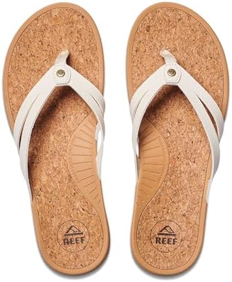 REEF Pacific Joy Women's Flip Flop, Vegan Leather Strap and Soft Cushion Footbed Whisper White