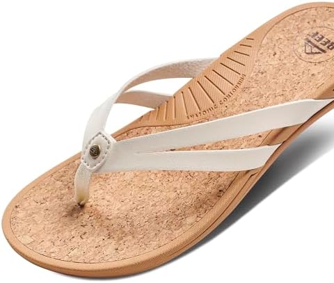 REEF Pacific Joy Women's Flip Flop, Vegan Leather Strap and Soft Cushion Footbed Whisper White