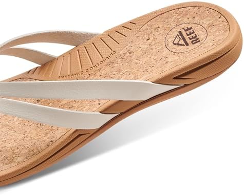 REEF Pacific Joy Women's Flip Flop, Vegan Leather Strap and Soft Cushion Footbed Whisper White
