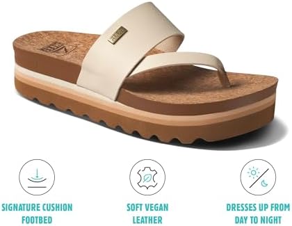 REEF Women's Cushion Sol Hi Platform Sandals VintageTan