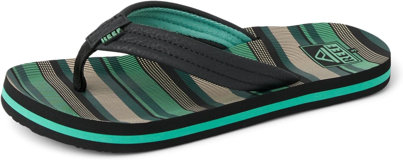 REEF Boys Kids Ahi Beach Flip Flop, Soft Cushion Footbed, Water Friendly Blanket Stripe