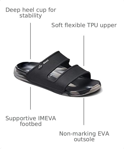 REEF Men's Oasis Double Up Waterproof Slides BlackTaupe Marble