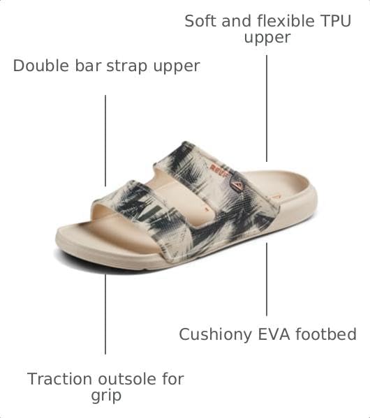REEF Men's Oasis Double Up Waterproof Slides Birch Palm