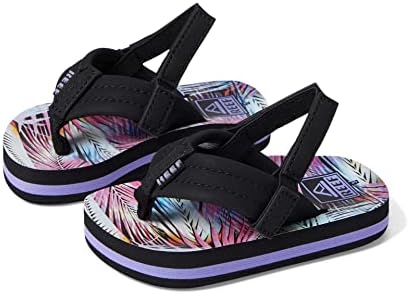 REEF Girls ToddlerLittle Kid Ahi Beach Flip Flop, Soft Cushion Footbed, Water Friendly Palm Fronds