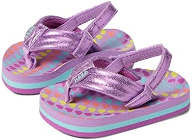 REEF Girls ToddlerLittle Kid Ahi Beach Flip Flop, Soft Cushion Footbed, Water Friendly Lavender Hearts