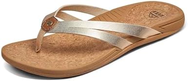 REEF Pacific Joy Women's Flip Flop, Vegan Leather Strap and Soft Cushion Footbed initial