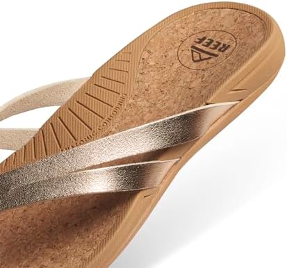 REEF Pacific Joy Women's Flip Flop, Vegan Leather Strap and Soft Cushion Footbed initial
