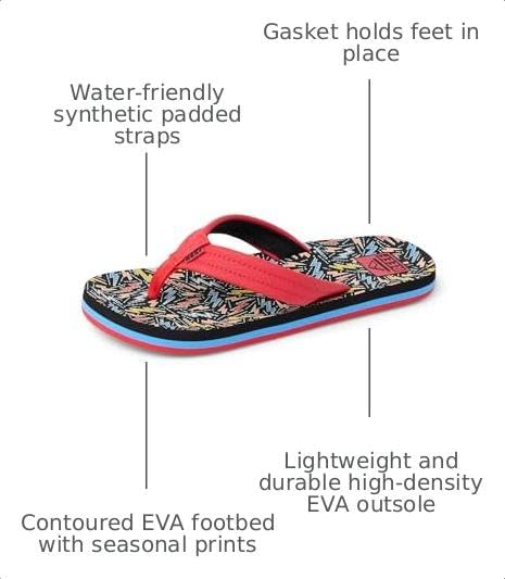 REEF Boys Kids Ahi Beach Flip Flop, Soft Cushion Footbed, Water Friendly Multi Bolts