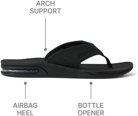 REEF Mens Sandals, Fanning All Black