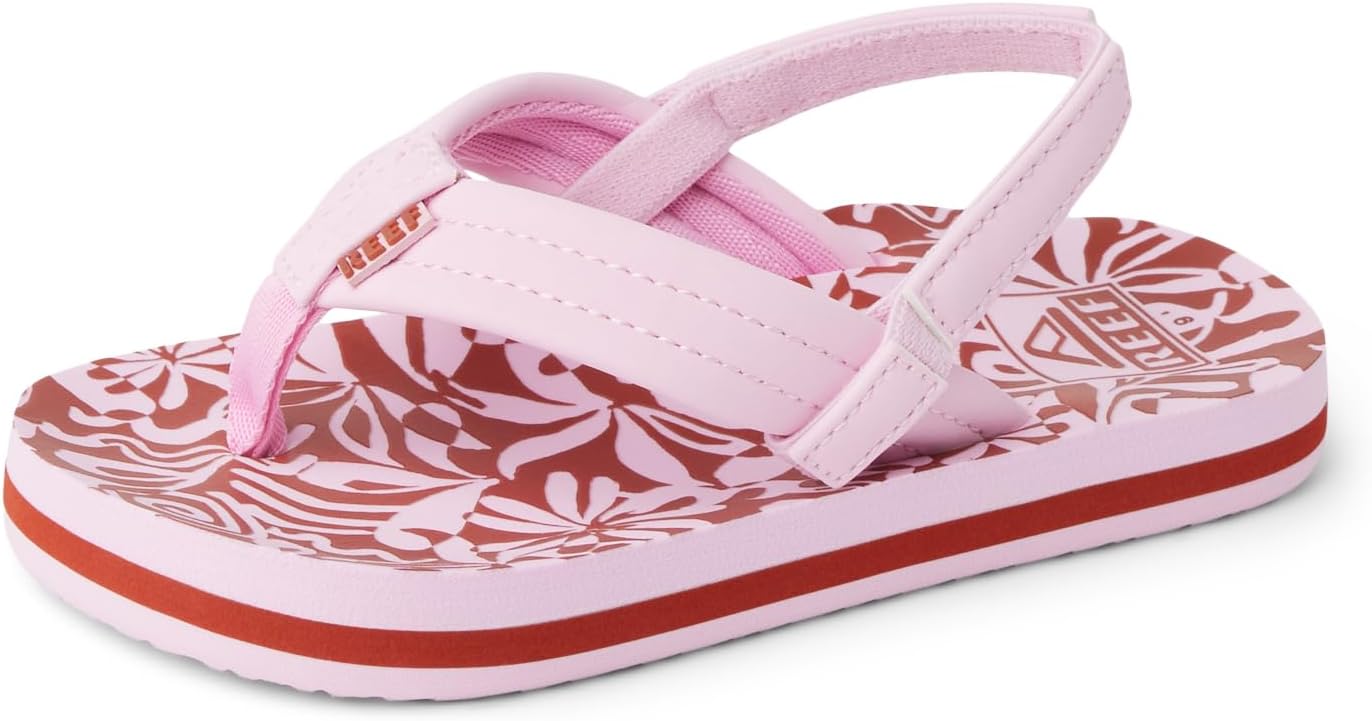 REEF Girls ToddlerLittle Kid Ahi Beach Flip Flop, Soft Cushion Footbed, Water Friendly Pink Modern Floral