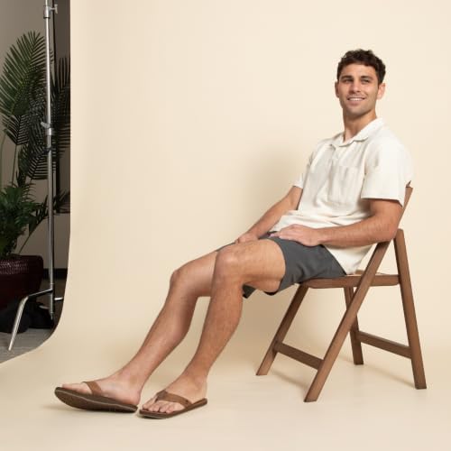 REEF Men's Leather Smoothy Flip Flops Bronze Brown