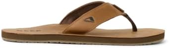 REEF Men's Leather Smoothy Flip Flops Bronze Brown