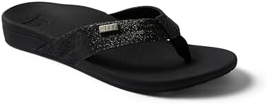 REEF Ortho-Spring Women's Flip Flop, Arch Support and Soft Cushion Footbed BlackBlack Glitter