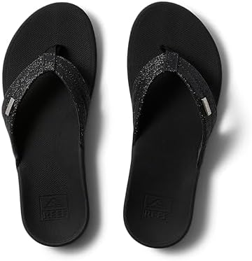 REEF Ortho-Spring Women's Flip Flop, Arch Support and Soft Cushion Footbed BlackBlack Glitter
