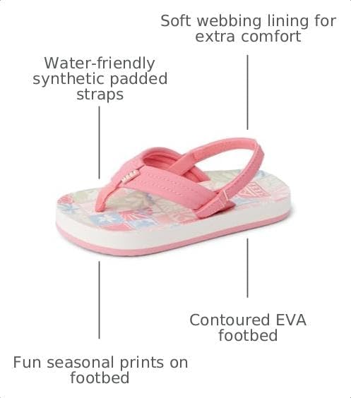 REEF Girls ToddlerLittle Kid Ahi Beach Flip Flop, Soft Cushion Footbed, Water Friendly initial