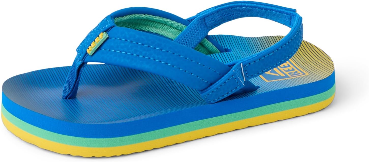 REEF Boys ToddlerLittle Kid Ahi Beach Flip Flop, Soft Cushion Footbed, Water Friendly BlueFade Stripe