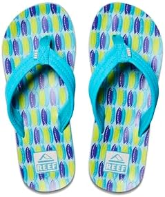 REEF Boys Kids Ahi Beach Flip Flop, Soft Cushion Footbed, Water Friendly Blue Fish