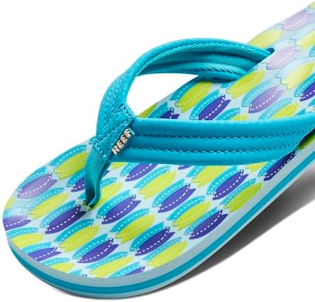 REEF Boys Kids Ahi Beach Flip Flop, Soft Cushion Footbed, Water Friendly Blue Fish