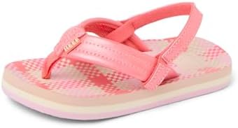 REEF Girls ToddlerLittle Kid Ahi Beach Flip Flop, Soft Cushion Footbed, Water Friendly Pink Plaid