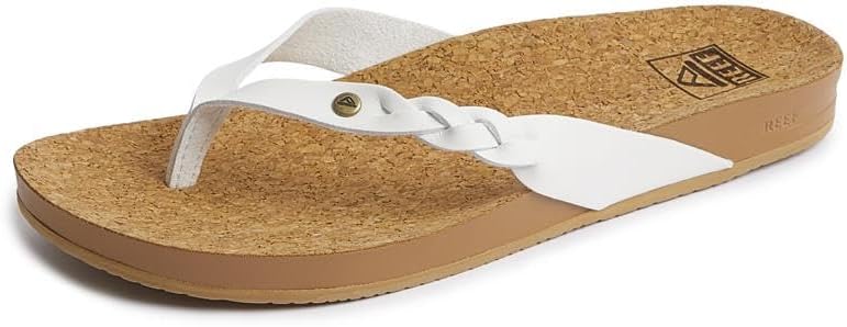 REEF Women's Cushion Court Twist Flip Flops White