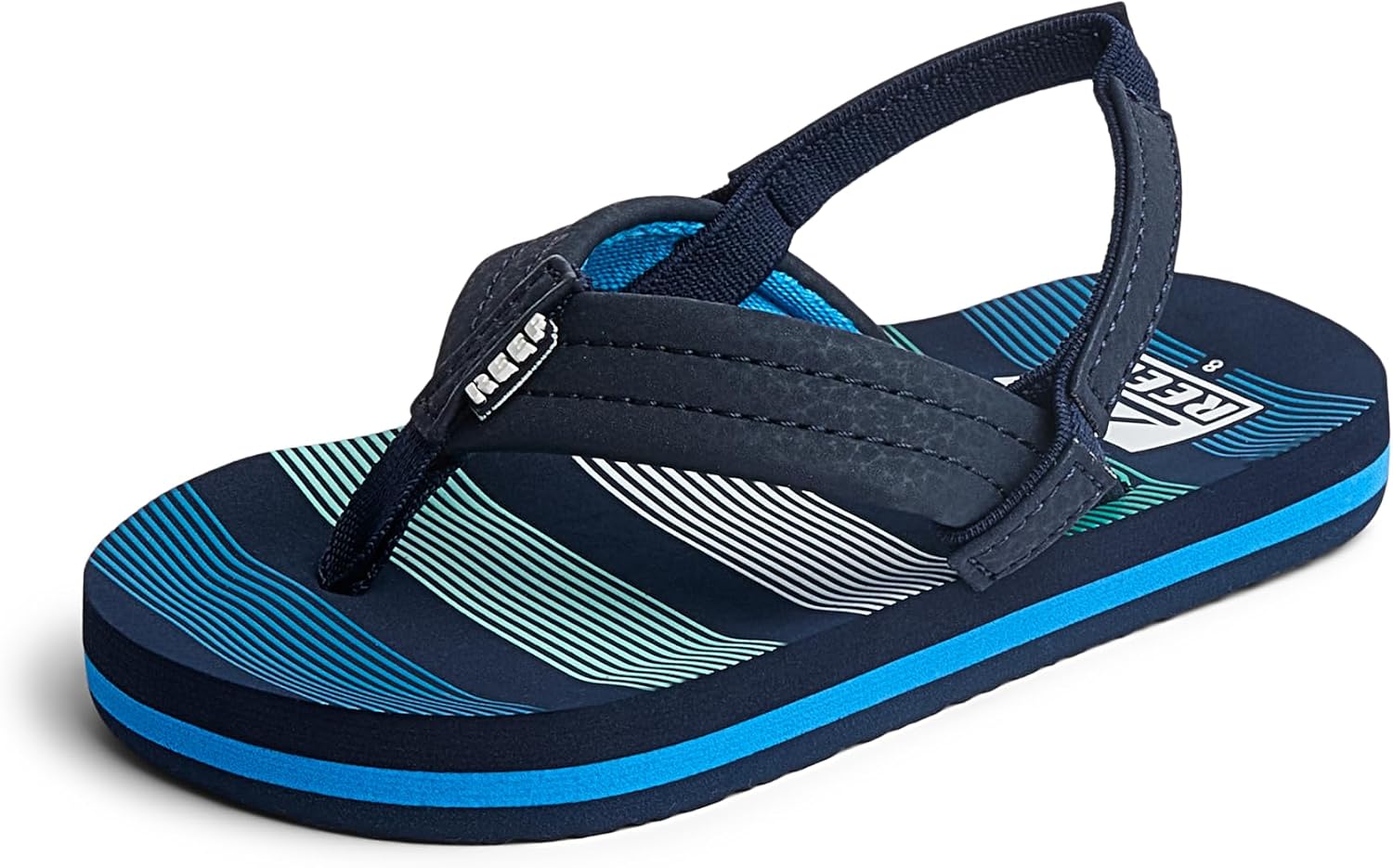 REEF Boys ToddlerLittle Kid Ahi Beach Flip Flop, Soft Cushion Footbed, Water Friendly Deep Sea Stripes