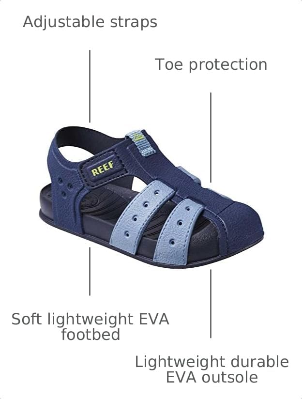 REEF Kids' Water Beachy Fisherman Sandals GreyOceanLime