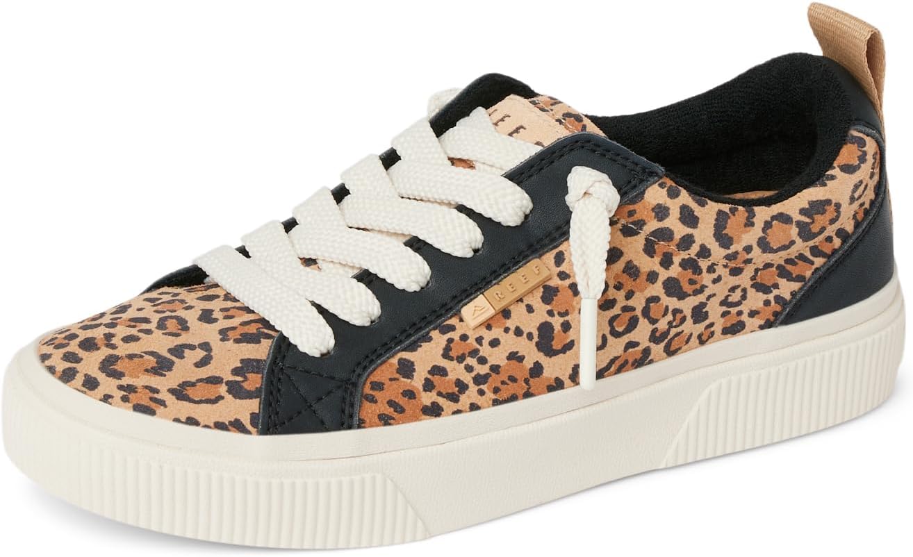 REEF Women's Lay Day Dawn Leather Shoes Leopard Suede