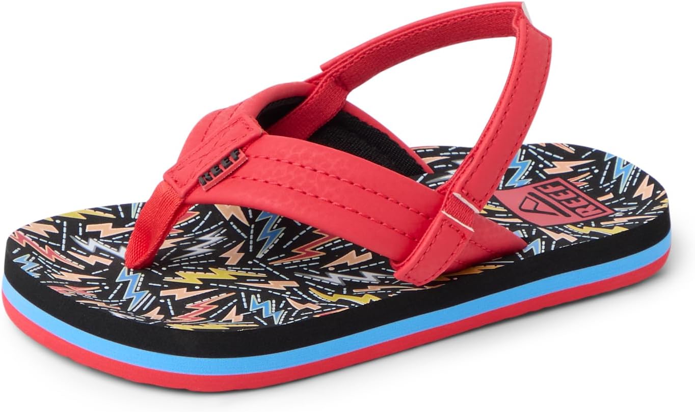 REEF Boys ToddlerLittle Kid Ahi Beach Flip Flop, Soft Cushion Footbed, Water Friendly Multi Bolts