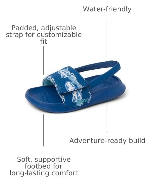 REEF Little Salty Boys Slide Royal Sharks 9 C